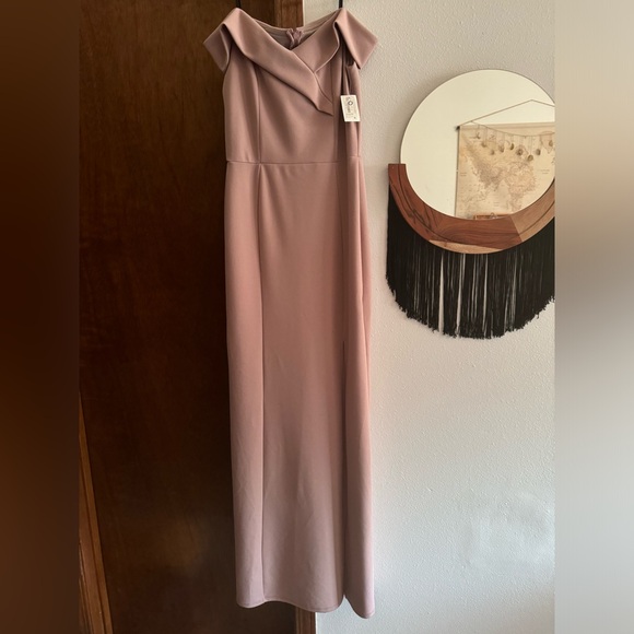 Off-The-Shoulder Long Fitted Dress With Slit By La Scala 25078 - Picture 7 of 8